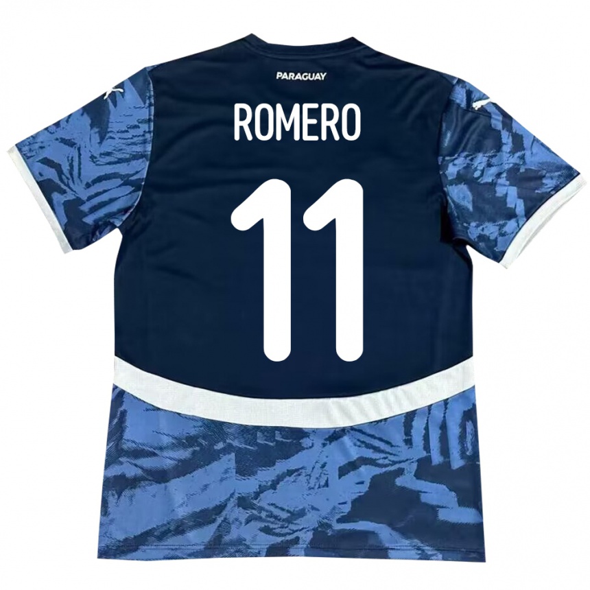 Kids Football Paraguay Ángel Romero #11 Blue Away Jersey 24-26 T-Shirt Canada