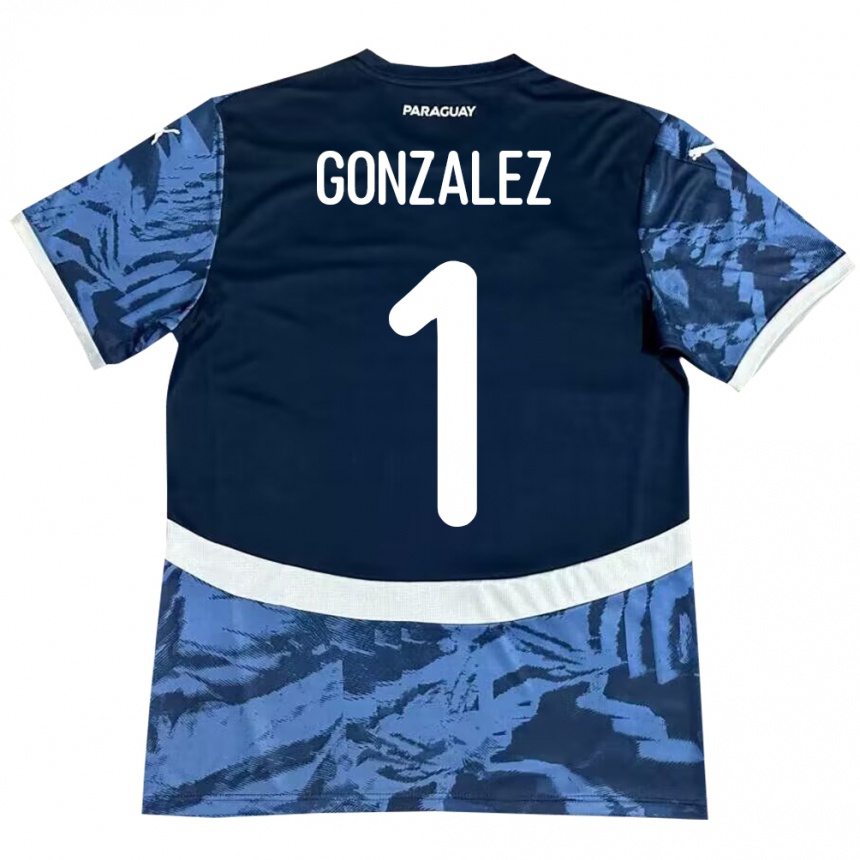 Kids Football Paraguay Ángel González #1 Blue Away Jersey 24-26 T-Shirt Canada