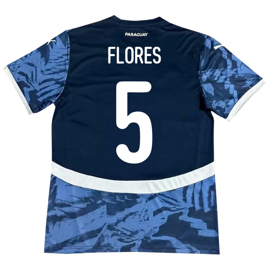 Kids Football Paraguay Gilberto Flores #5 Blue Away Jersey 24-26 T-Shirt Canada