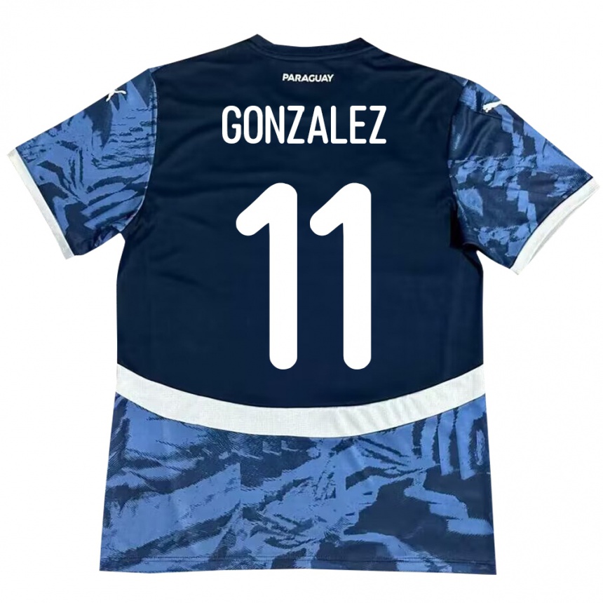 Kids Football Paraguay Enso González #11 Blue Away Jersey 24-26 T-Shirt Canada