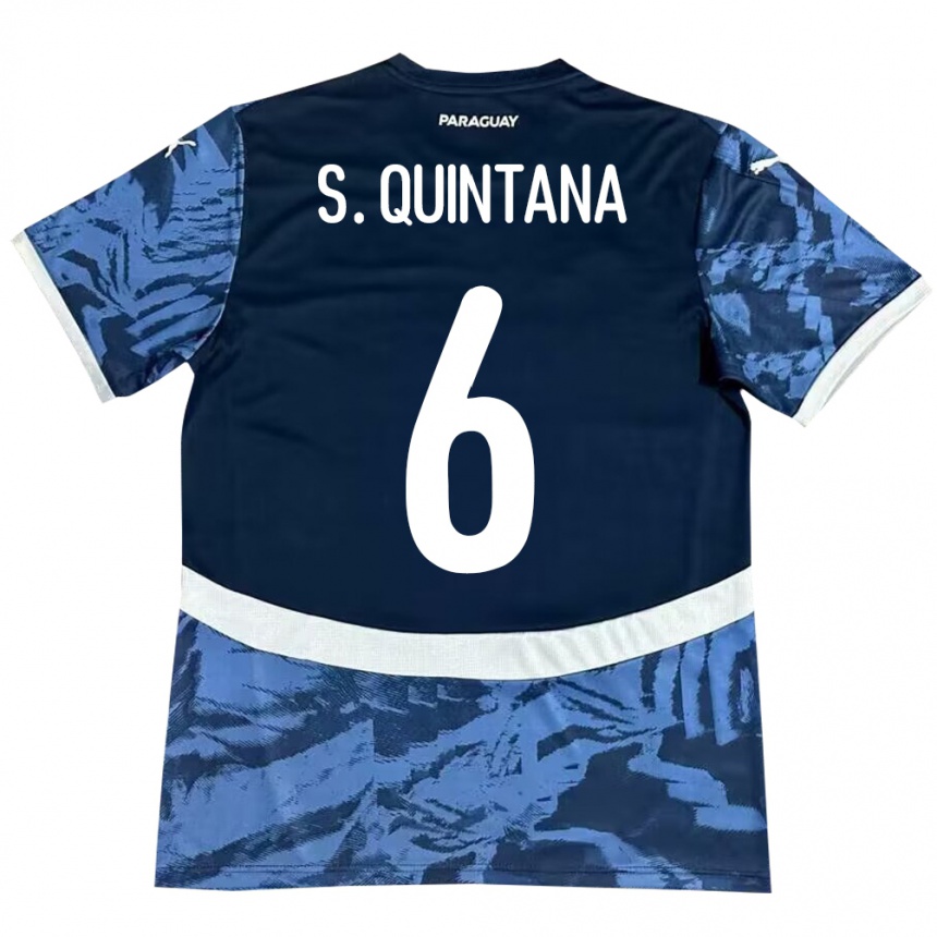 Kids Football Paraguay Sebastián Quintana #6 Blue Away Jersey 24-26 T-Shirt Canada