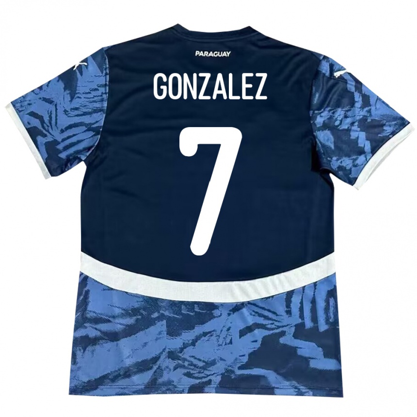 Kids Football Paraguay Diego González #7 Blue Away Jersey 24-26 T-Shirt Canada