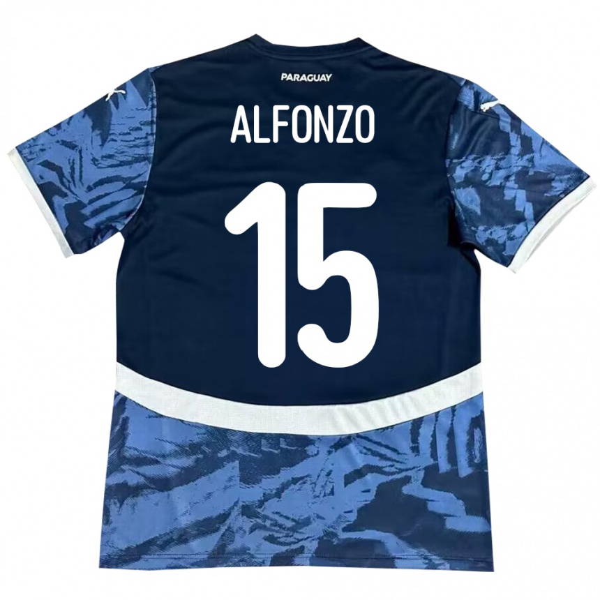 Kids Football Paraguay Axel Alfonzo #15 Blue Away Jersey 24-26 T-Shirt Canada