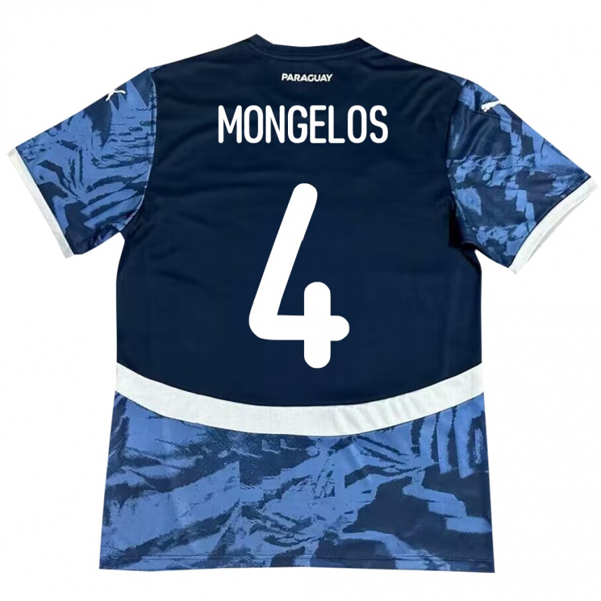 Kids Football Paraguay Rolando Mongelós #4 Blue Away Jersey 24-26 T-Shirt Canada