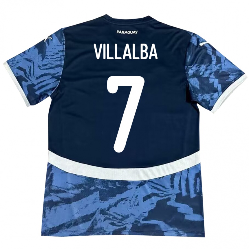 Kids Football Paraguay Rodrigo Villalba #7 Blue Away Jersey 24-26 T-Shirt Canada