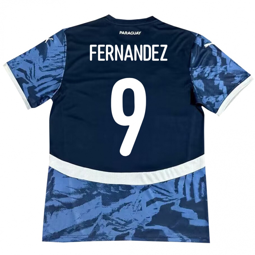 Kids Football Paraguay David Fernández #9 Blue Away Jersey 24-26 T-Shirt Canada