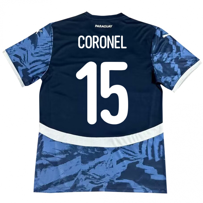 Kids Football Paraguay Éver Coronel #15 Blue Away Jersey 24-26 T-Shirt Canada