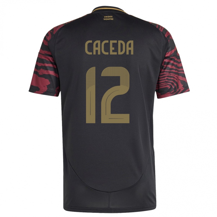 Kids Football Peru Carlos Cáceda #12 Black Away Jersey 24-26 T-Shirt Canada