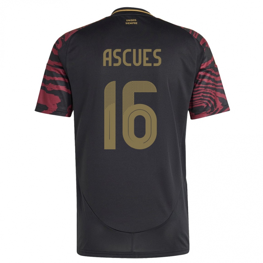 Kids Football Peru Carlos Ascues #16 Black Away Jersey 24-26 T-Shirt Canada