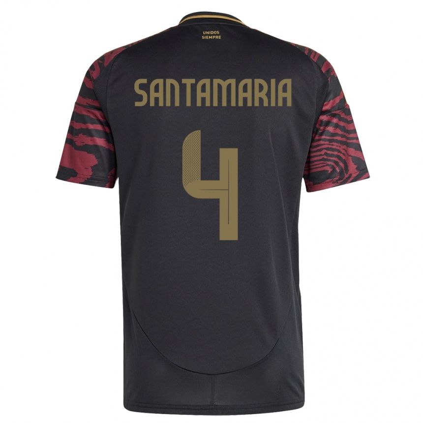 Kids Football Peru Anderson Santamaría #4 Black Away Jersey 24-26 T-Shirt Canada