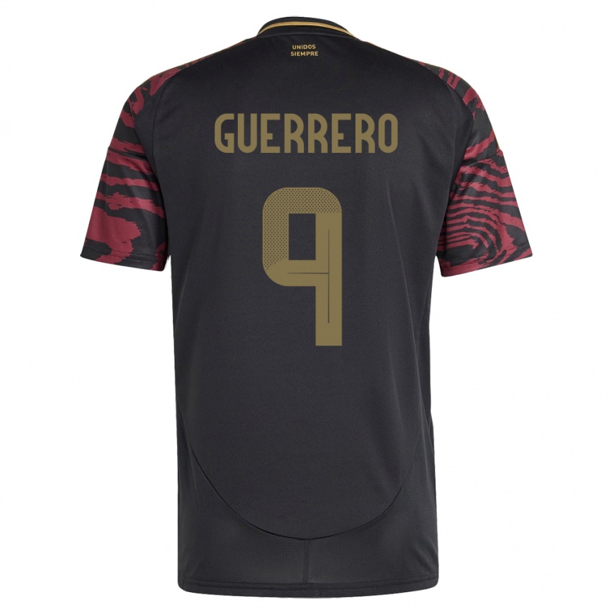 Kids Football Peru Paolo Guerrero #9 Black Away Jersey 24-26 T-Shirt Canada