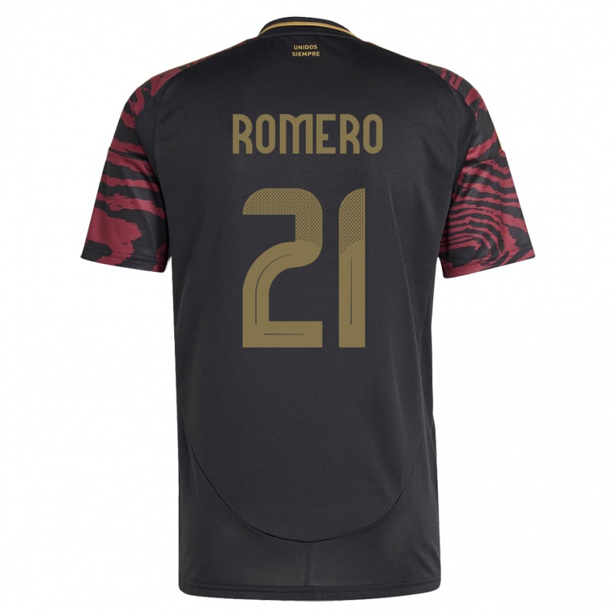 Kids Football Peru Diego Romero #21 Black Away Jersey 24-26 T-Shirt Canada