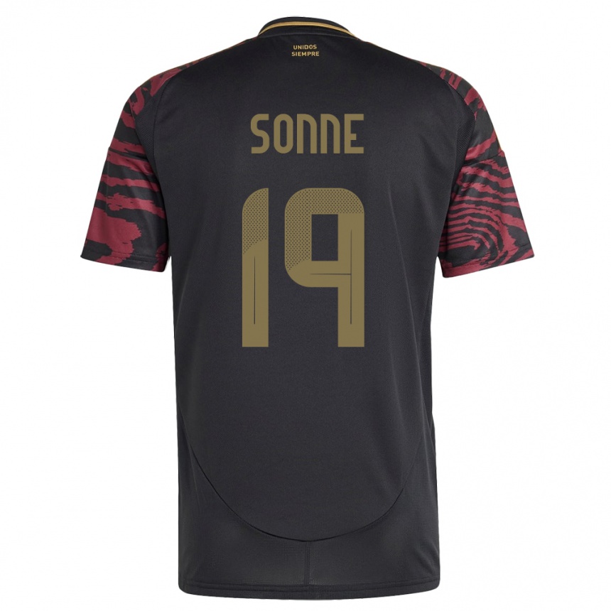 Kids Football Peru Oliver Sonne #19 Black Away Jersey 24-26 T-Shirt Canada