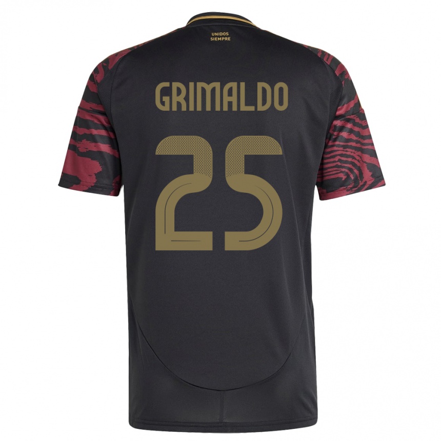 Kids Football Peru Joao Grimaldo #25 Black Away Jersey 24-26 T-Shirt Canada