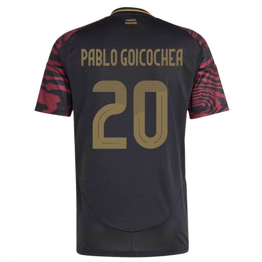 Kids Football Peru Juan Pablo Goicochea #20 Black Away Jersey 24-26 T-Shirt Canada