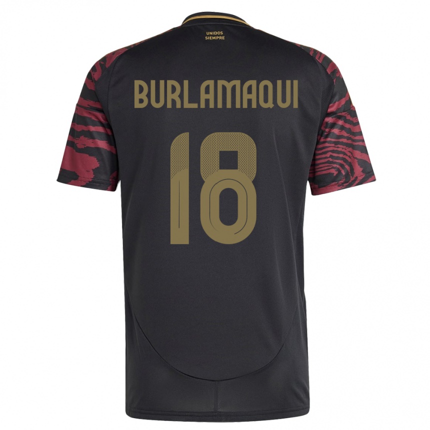 Kids Football Peru Alessandro Burlamaqui #18 Black Away Jersey 24-26 T-Shirt Canada