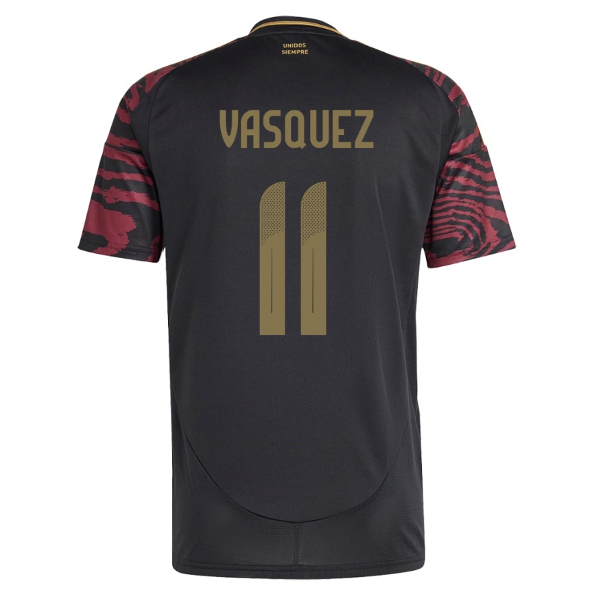 Kids Football Peru Diether Vásquez #11 Black Away Jersey 24-26 T-Shirt Canada