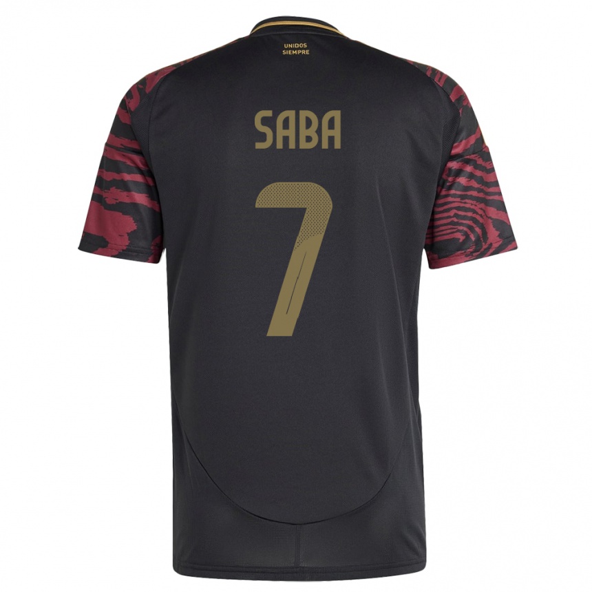 Kids Football Peru Emilio Saba #7 Black Away Jersey 24-26 T-Shirt Canada