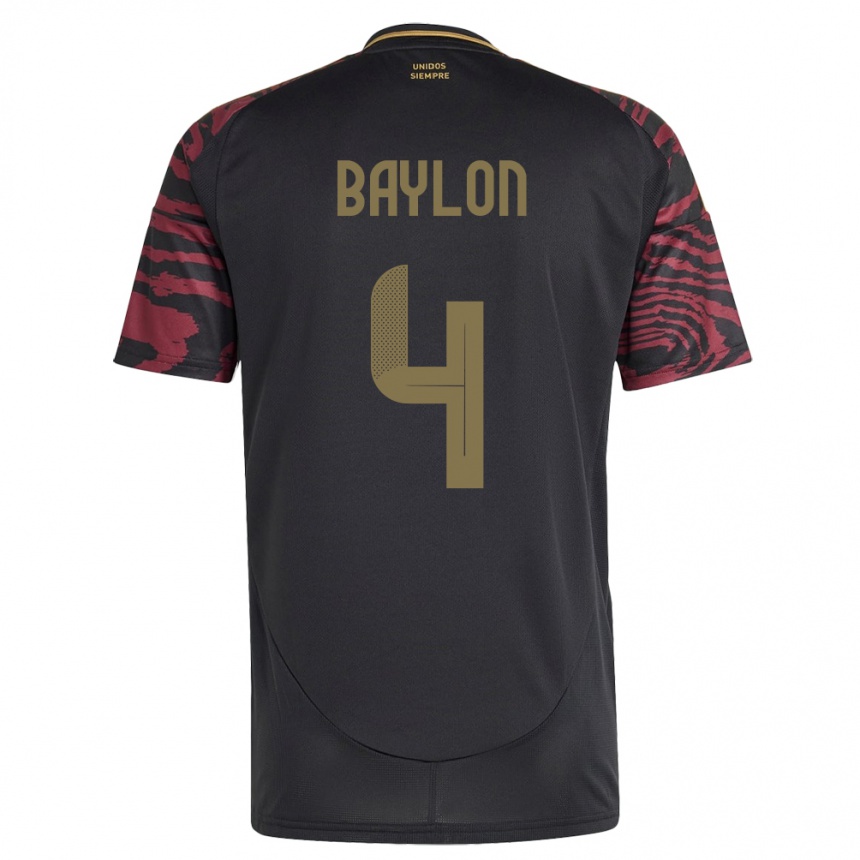 Kids Football Peru Luis Baylón #4 Black Away Jersey 24-26 T-Shirt Canada