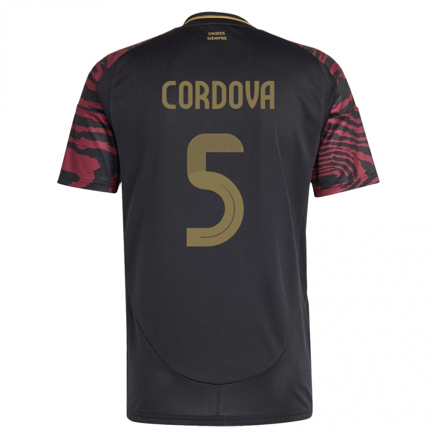 Kids Football Peru Bryan Córdova #5 Black Away Jersey 24-26 T-Shirt Canada