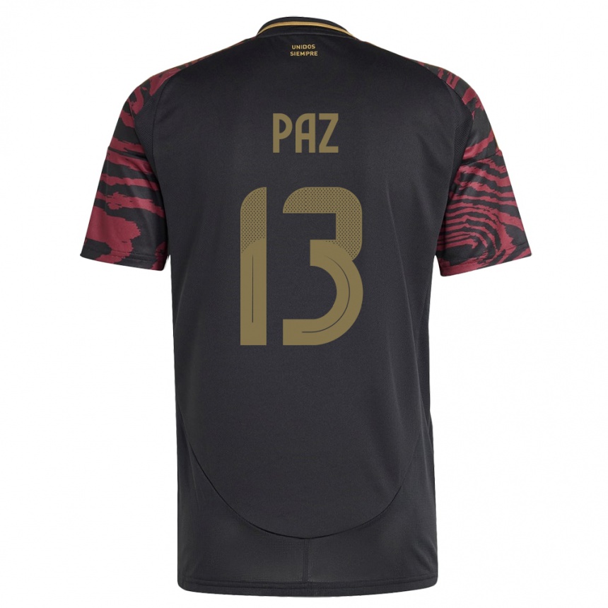 Kids Football Peru Braidy Paz #13 Black Away Jersey 24-26 T-Shirt Canada