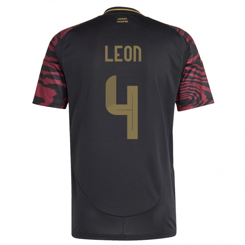 Kids Football Peru Mía León #4 Black Away Jersey 24-26 T-Shirt Canada