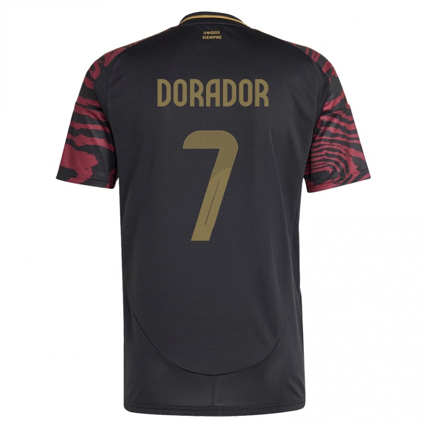 Kids Football Peru Sandy Dorador #7 Black Away Jersey 24-26 T-Shirt Canada