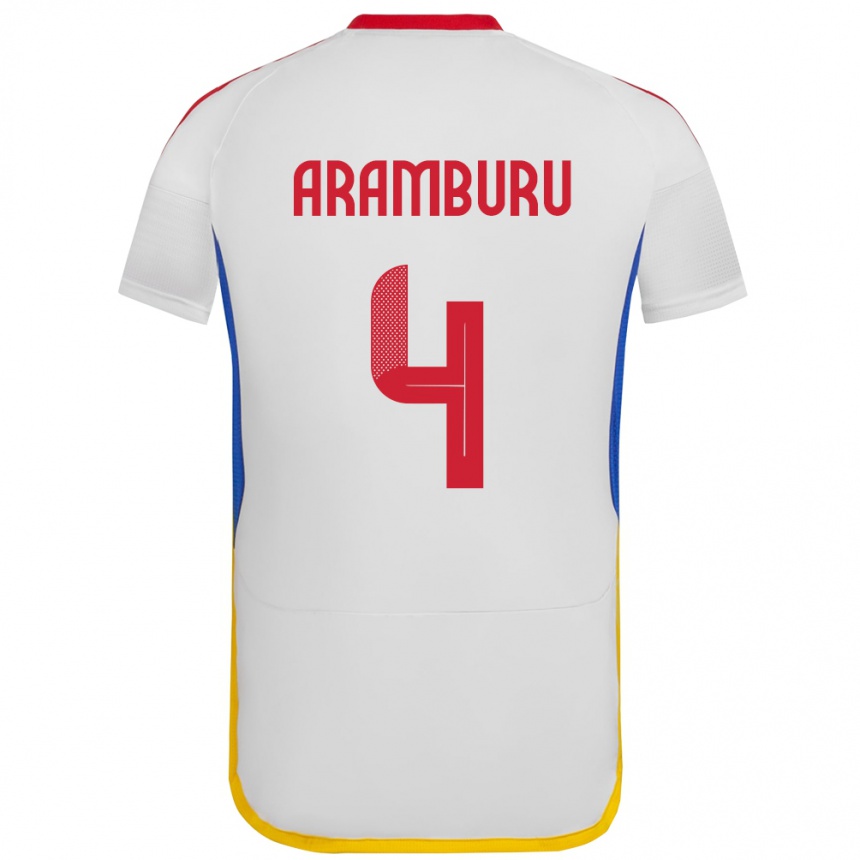 Kids Football Venezuela Jon Aramburu #4 White Away Jersey 24-26 T-Shirt Canada