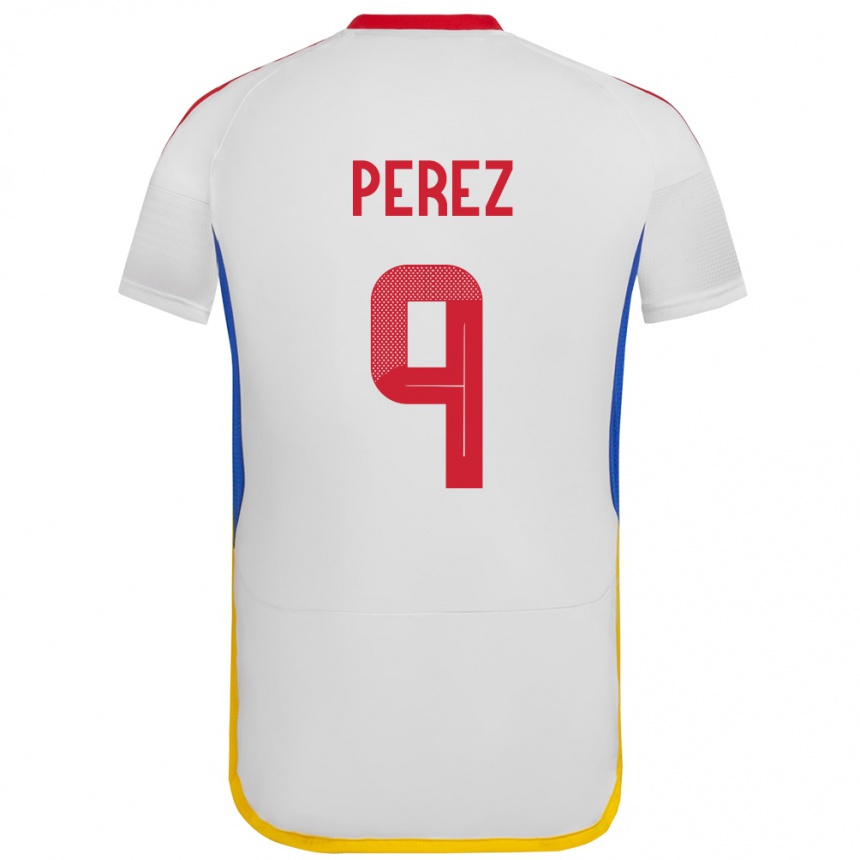 Kids Football Venezuela Daniel Pérez #9 White Away Jersey 24-26 T-Shirt Canada