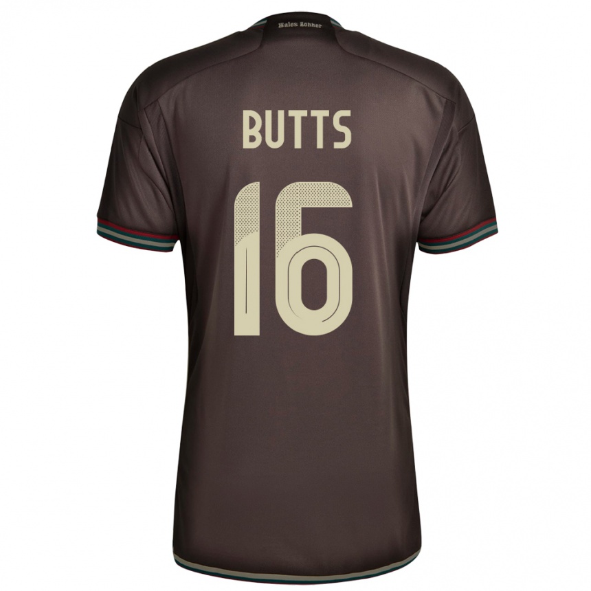 Kids Football Jamaica Njeri Butts #16 Night Brown Away Jersey 24-26 T-Shirt Canada