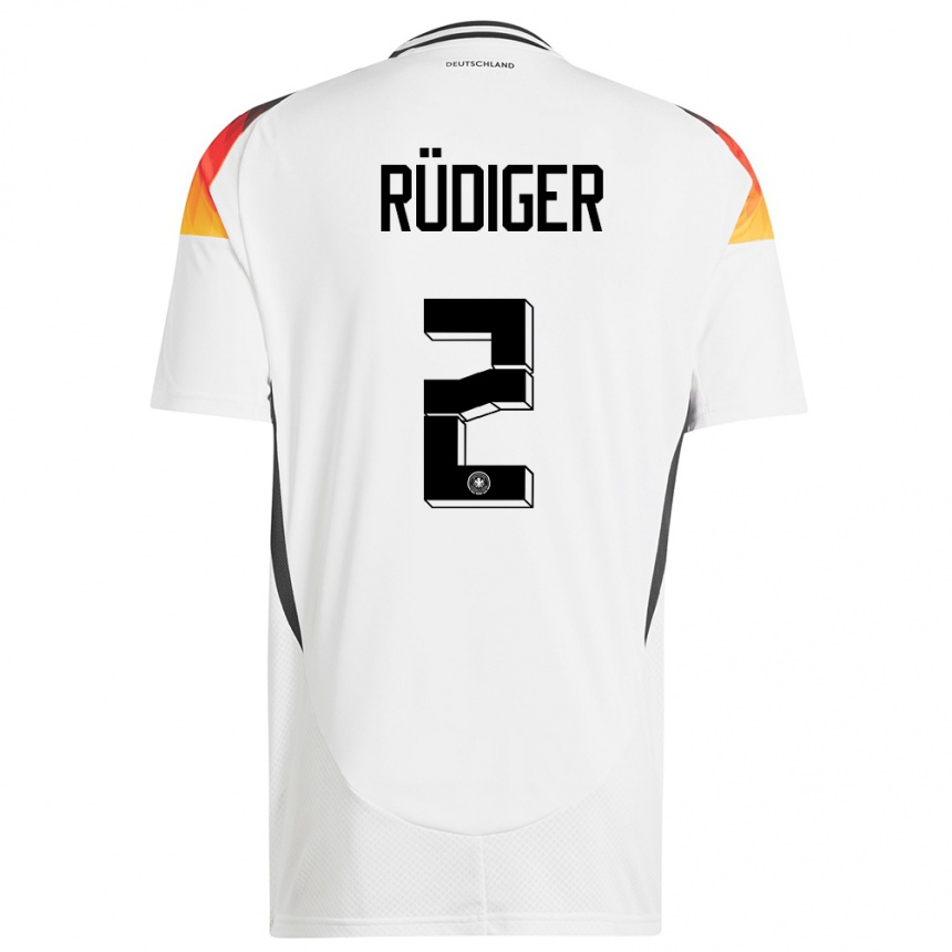 Men Football Germany Antonio Rudiger #2 White Home Jersey 24-26 T-Shirt Canada