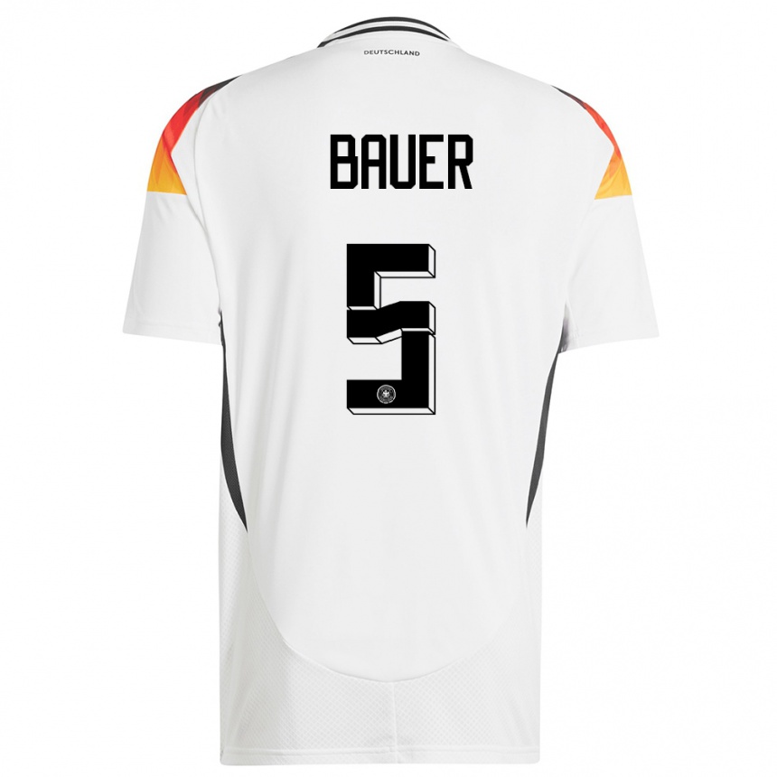 Men Football Germany Maximilian Bauer #5 White Home Jersey 24-26 T-Shirt Canada