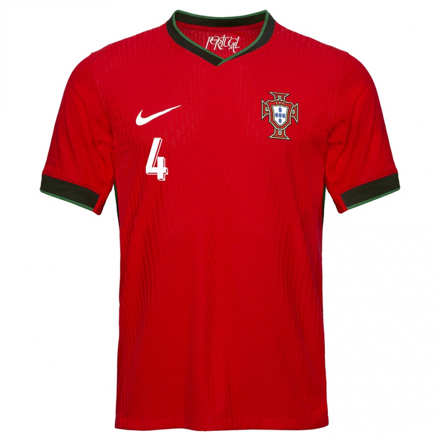 Men Football Portugal Ruben Dias #4 Red Home Jersey 24-26 T-Shirt Canada