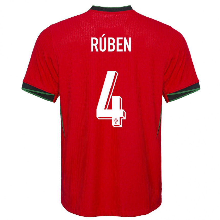 Men Football Portugal Ruben Dias #4 Red Home Jersey 24-26 T-Shirt Canada