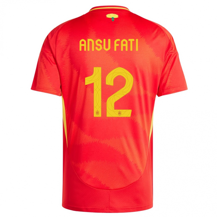 Men Football Spain Ansu Fati #12 Red Home Jersey 24-26 T-Shirt Canada