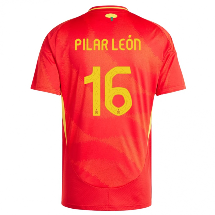 Men Football Spain Maria Pilar Leon #16 Red Home Jersey 24-26 T-Shirt Canada