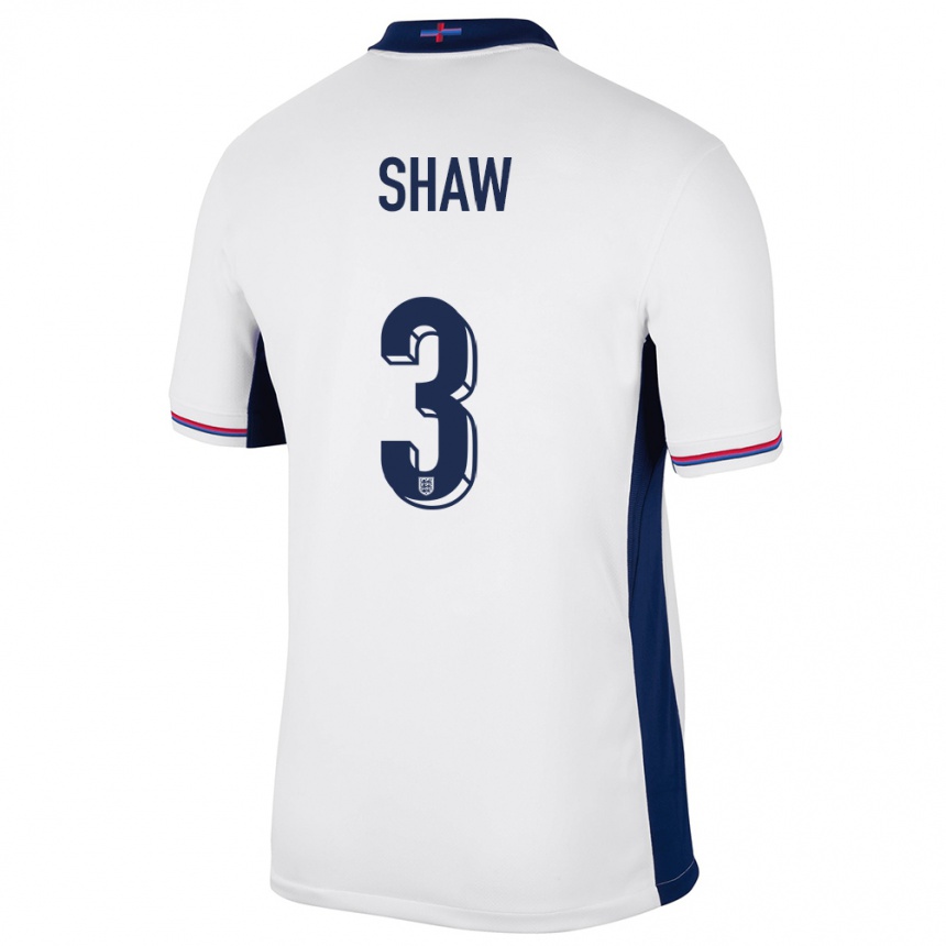 Men Football England Luke Shaw #3 White Home Jersey 24-26 T-Shirt Canada