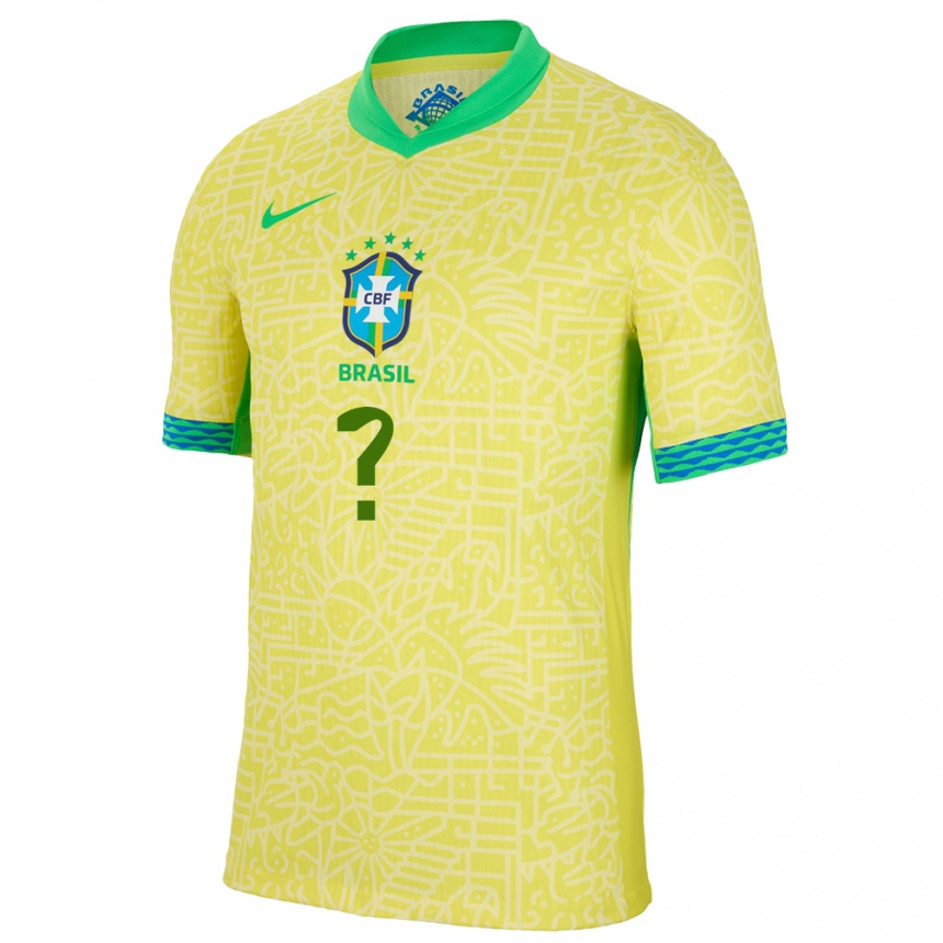 Men Football Brazil Your Name #0 Yellow Home Jersey 24-26 T-Shirt Canada