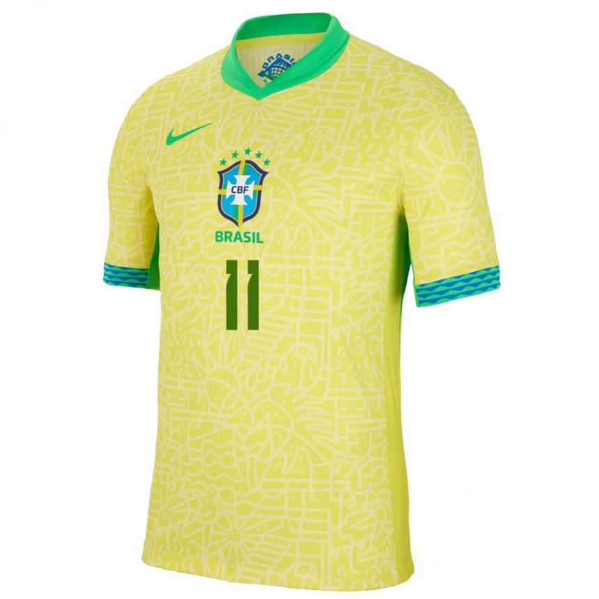 Men Football Brazil Everton Ribeiro #11 Yellow Home Jersey 24-26 T-Shirt Canada