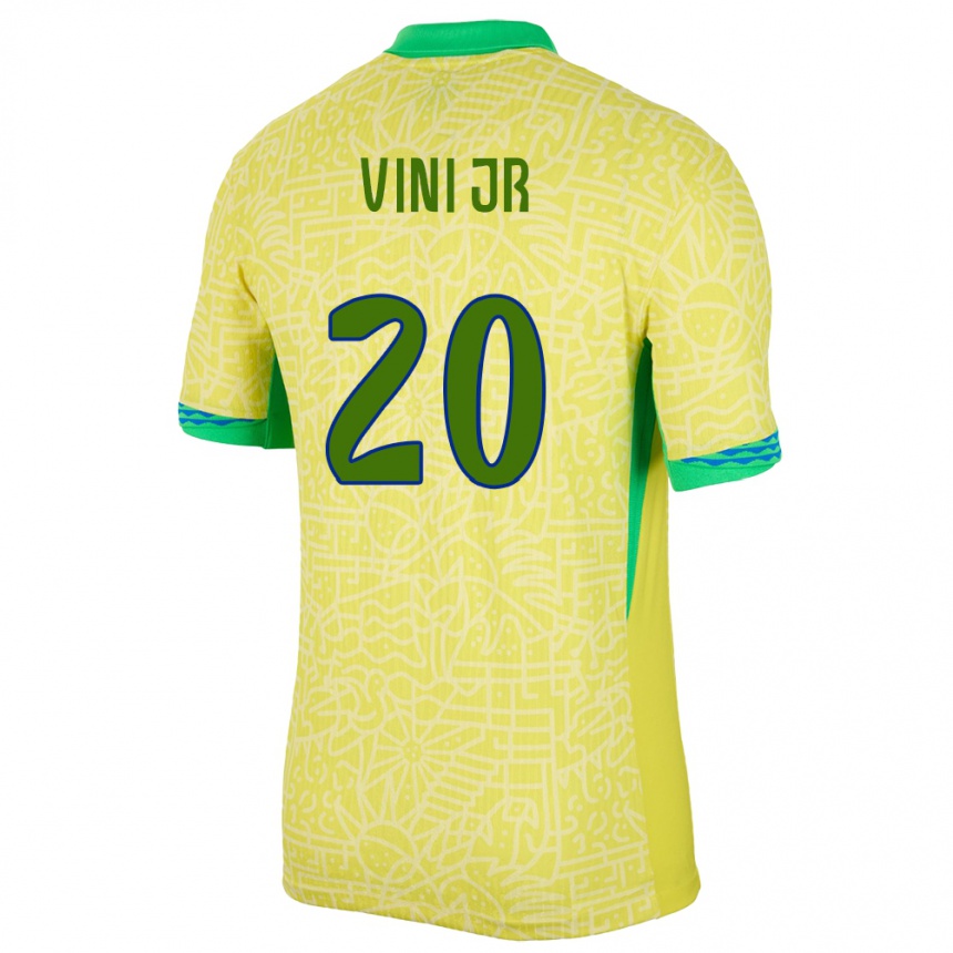 Men Football Brazil Vinicius Junior #20 Yellow Home Jersey 24-26 T-Shirt Canada