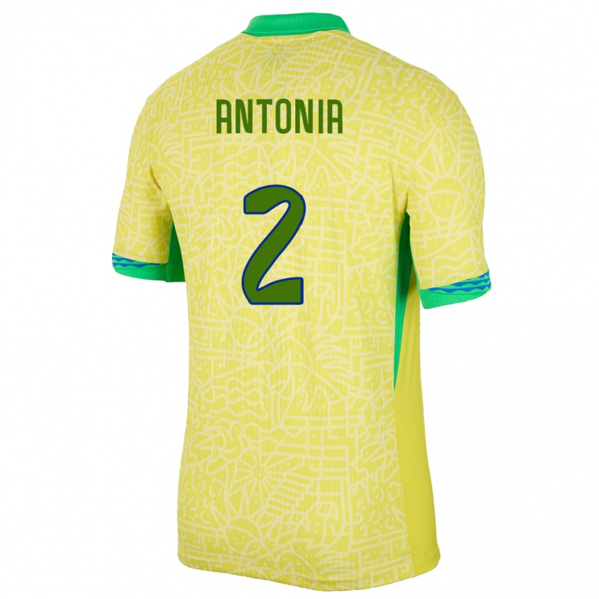 Men Football Brazil Antonia #2 Yellow Home Jersey 24-26 T-Shirt Canada