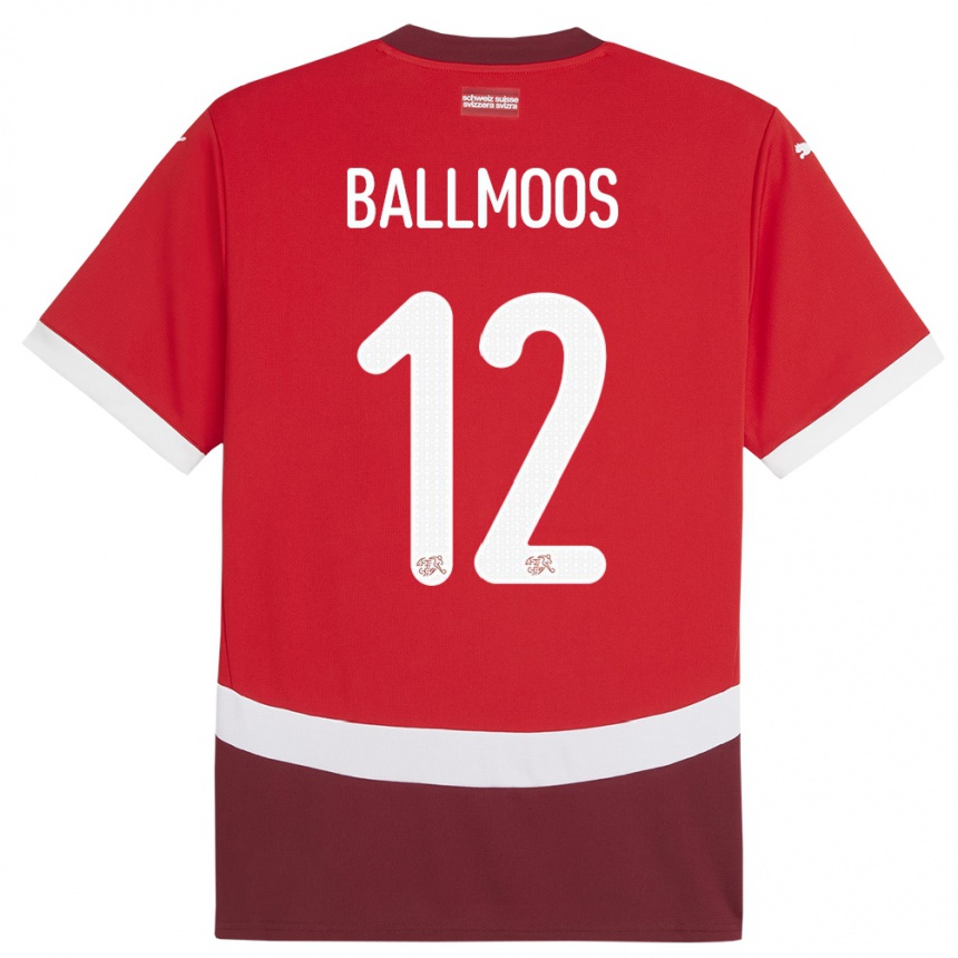 Men Football Switzerland David Von Ballmoos #12 Red Home Jersey 24-26 T-Shirt Canada