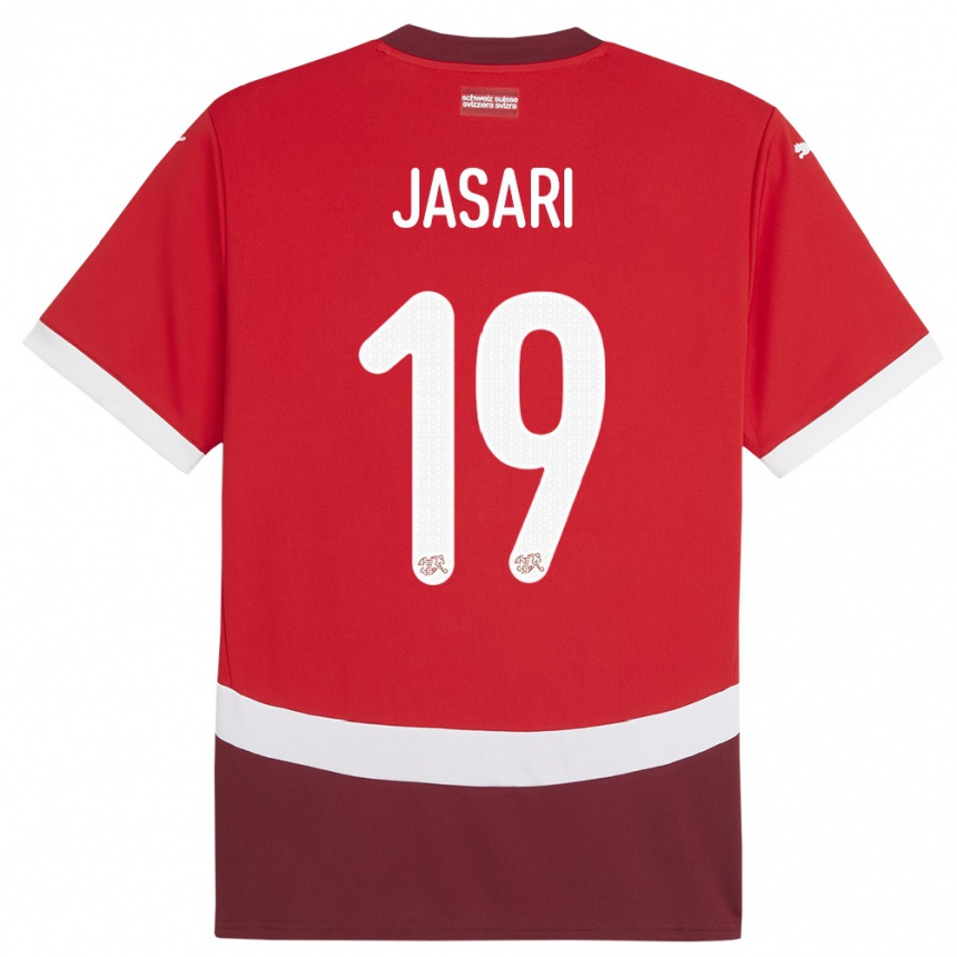 Men Football Switzerland Ardon Jasari #19 Red Home Jersey 24-26 T-Shirt Canada