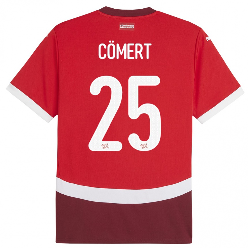 Men Football Switzerland Eray Comert #25 Red Home Jersey 24-26 T-Shirt Canada