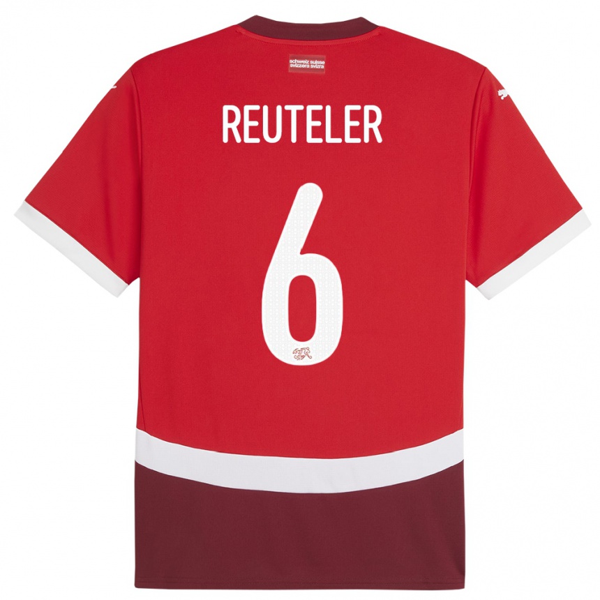 Men Football Switzerland Geraldine Reuteler #6 Red Home Jersey 24-26 T-Shirt Canada