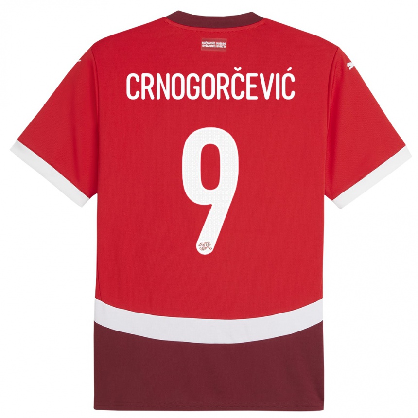 Men Football Switzerland Ana Maria Crnogorcevic #9 Red Home Jersey 24-26 T-Shirt Canada