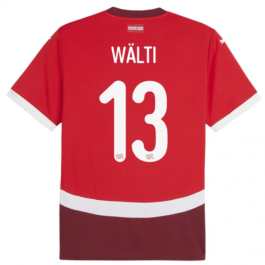 Men Football Switzerland Lia Walti #13 Red Home Jersey 24-26 T-Shirt Canada