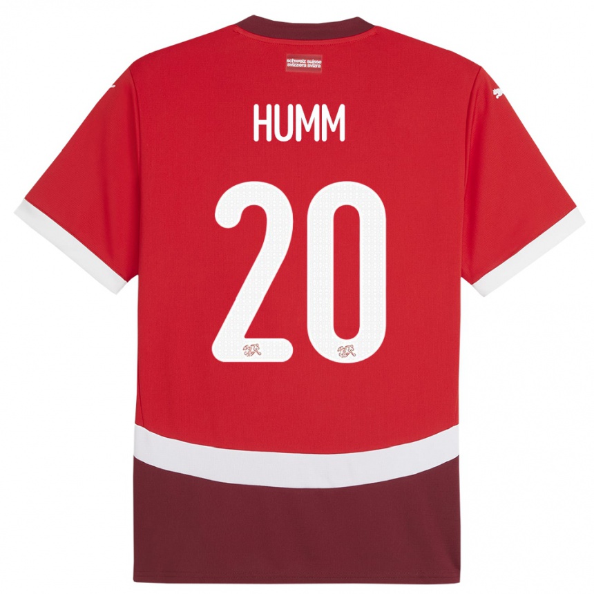 Men Football Switzerland Fabienne Humm #20 Red Home Jersey 24-26 T-Shirt Canada