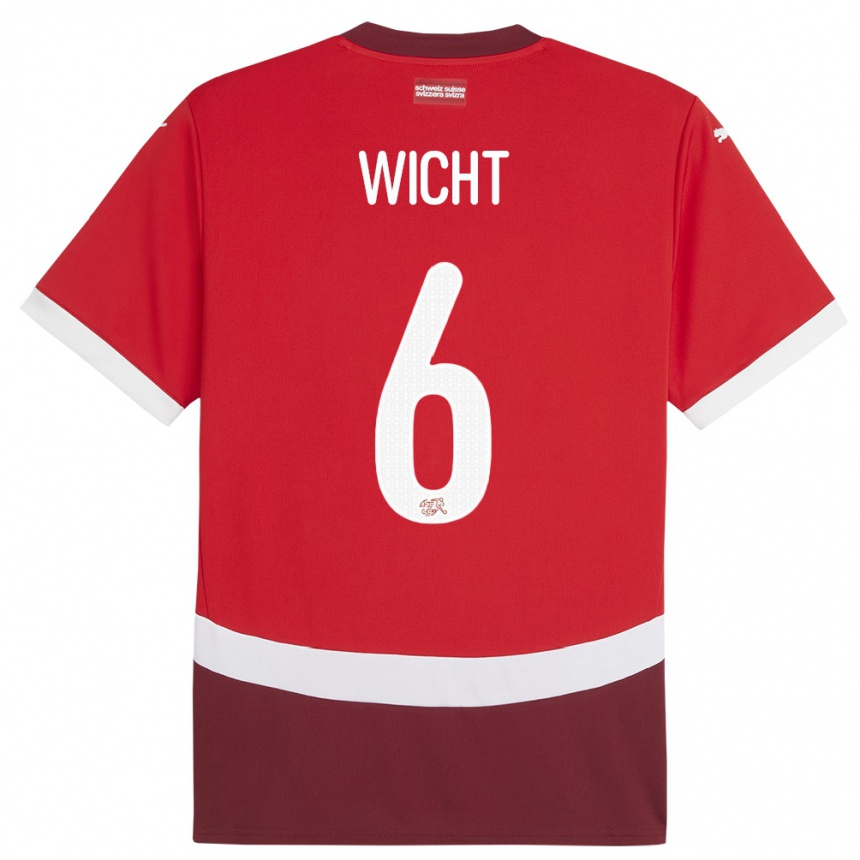 Men Football Switzerland Nathan Wicht #6 Red Home Jersey 24-26 T-Shirt Canada