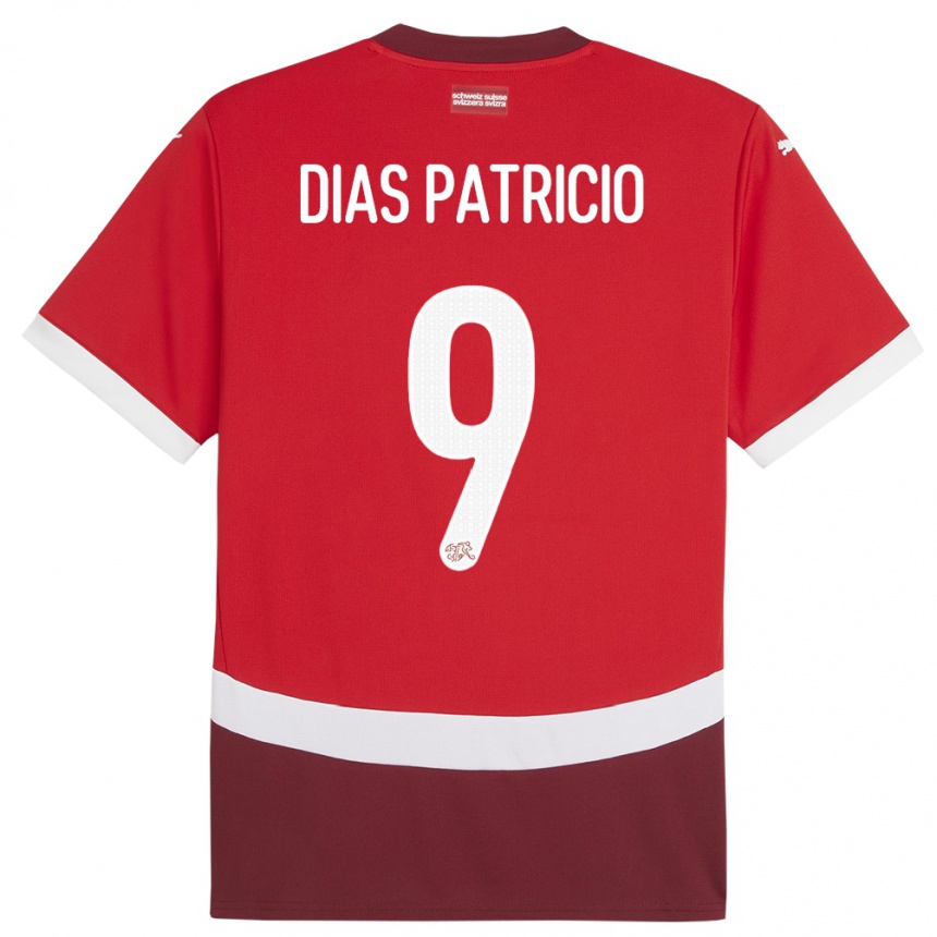 Men Football Switzerland Alexandre Dias Patricio #9 Red Home Jersey 24-26 T-Shirt Canada